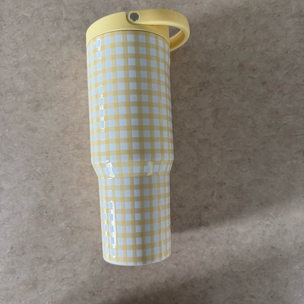 HydroJug Yellow and White Gingham Travel Tumbler